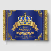 Royal Blue & Gold Prince Baby shower Gastboeken Gastenboek (Voorkant)