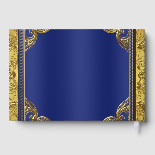 Royal Blue & Gold Prince Baby shower Gastboeken Gastenboek (Achterkant)