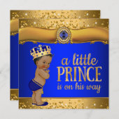 Royal Blue Gold Prince Baby shower Kaart (Voorkant / Achterkant)