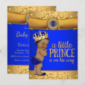 Royal Blue Gold Prince Baby shower Kaart (Voorkant / Achterkant)