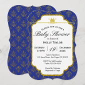 Royal Blue Gold Prince Baby shower Kaart (Voorkant / Achterkant)