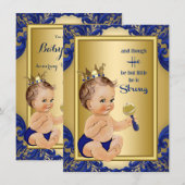 Royal Blue Gold Prince Baby shower Kaart (Voorkant / Achterkant)