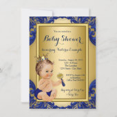 Royal Blue Gold Prince Baby shower Kaart (Achterkant)