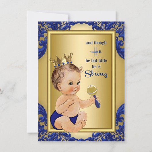 Royal Blue Gold Prince Baby shower Kaart (Voorkant)