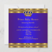 Royal Blue Gold Prince Baby shower Kaart (Achterkant)