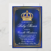 Royal Blue Gold Prince Baby shower Kaart (Voorkant)