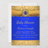 Royal Blue Gold Prince Baby shower Kaart (Achterkant)