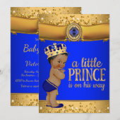 Royal Blue Gold Prince Baby shower Kaart (Voorkant / Achterkant)