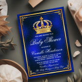 Royal Blue Gold Prince Baby shower Kaart