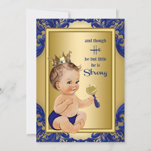 Royal Blue Gold Prince Baby shower Kaart (Voorkant)