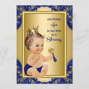 Royal Blue Gold Prince Baby shower Kaart