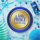 Royal Blue Gold Prince Baby shower Paper Borden Papieren Bordje (Feest)