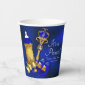 Royal Blue Gold Prince Baby shower Papieren Bekers (Voorkant)