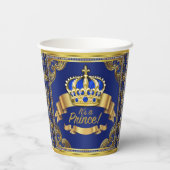 Royal Blue Gold Prince Baby shower papieren bekers (Achterkant)