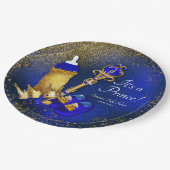 Royal Blue Gold Prince Baby shower Papieren Bordje (Gekanteld)