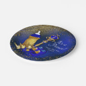 Royal Blue Gold Prince Baby shower Papieren Bordje (Gekanteld)