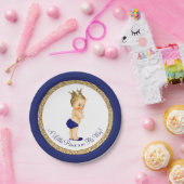 Royal Blue Gold Prince Baby shower Papieren Bordje (Feest)