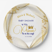 Royal Blue Gold Prince Baby shower Papieren Bordje (Voorkant)