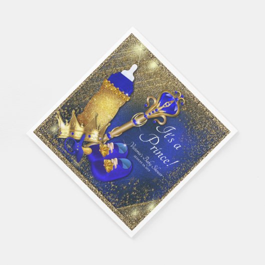 Royal Blue Gold Prince Baby shower Servet (Hoek)