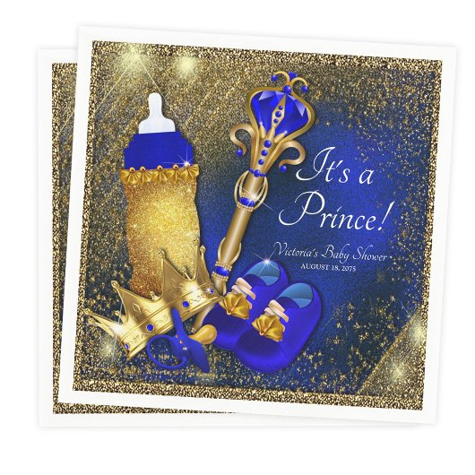 Royal Blue Gold Prince Baby shower Servet