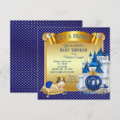 Royal Blue Gold Prince Baby Shower Uitnodigingen (Voorkant / Achterkant)