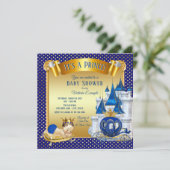 Royal Blue Gold Prince Baby Shower Uitnodigingen (Staand voorkant)