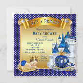 Royal Blue Gold Prince Baby Shower Uitnodigingen (Voorkant)