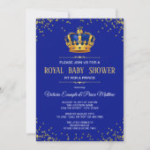 Royal Blue Gold Prince Baby Shower Uitnodigingen (Voorkant)