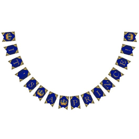 Royal Blue Gold Prince Baby shower Vlaggetjes (Alle)