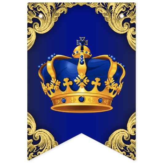 Royal Blue Gold Prince Baby shower Vlaggetjes (Eerste vlag)