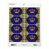 Royal Blue Gold Prince Baby shower Waterfles Etiket (Full Sheet)