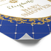 Royal Blue & Gold Prince Baby shower Welkomstteken Poster (Hoek)