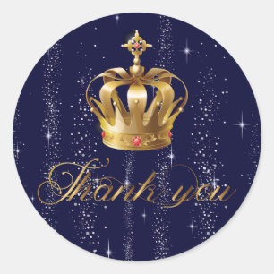 Royal Blue Gold Prince Bedankt Ronde Sticker