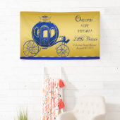 Royal Blue Gold Prince Carriage Baby shower Spandoek (Insitu)