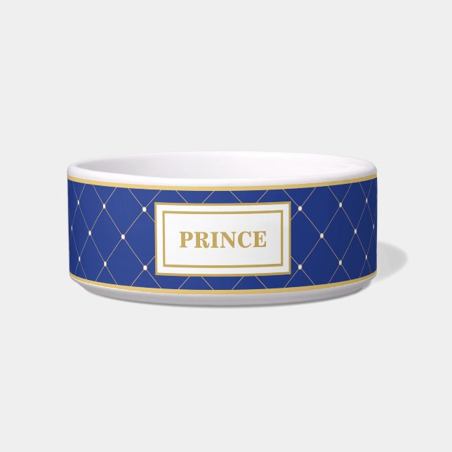 Royal Blue Gold Prince Cat Dog Pet Voerbakje (Voorkant)