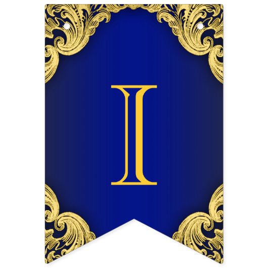 Royal Blue Gold Prince Crown Baby shower Vlaggetjes (Tweede vlag)