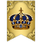 Royal Blue Gold Prince Crown Baby shower Vlaggetjes (Eerste vlag)