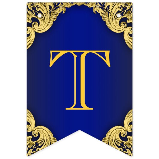 Royal Blue Gold Prince Crown Baby shower Vlaggetjes (Derde vlag)