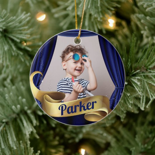 Royal Blue Gold Prince Foto Keramisch Ornament (Boom)