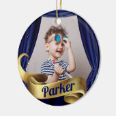 Royal Blue Gold Prince Foto Keramisch Ornament (Links)