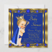 Royal Blue Gold Prince Jewel Baby shower Kaart (Voorkant)