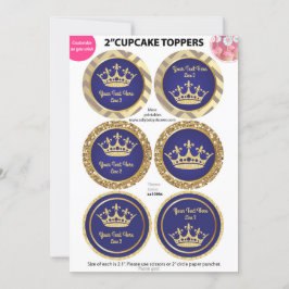 Royal Blue Gold Prince, King Cupcake Toppers