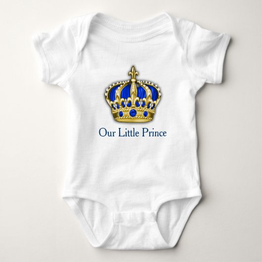 Royal Blue Gold Prince Kroonprins Baby Boy Romper (Voorkant)