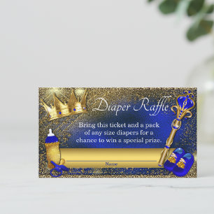 Royal Blue Gold Prince Luier Raffle Ticket Informatiekaartje