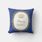 Royal Blue Gold Prince Nursery Decor Pillow Kussen (Voorkant)