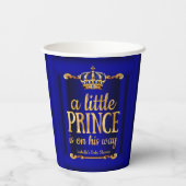 Royal Blue Gold Prince op weg naar Baby shower Papieren Bekers (Achterkant)