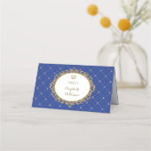 Royal Blue Gold Prince Plaats Kaarten Tafelnummer Plaatskaartje (Voorkant)
