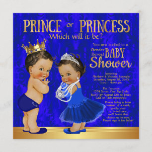 Royal Blue Gold Prince Princess Gender onthulling Kaart