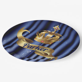 Royal Blue Gold Prince Verjaardag Papieren Bordje