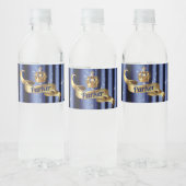 Royal Blue Gold Prince Verjaardag Waterfles Etiket (Flessen)